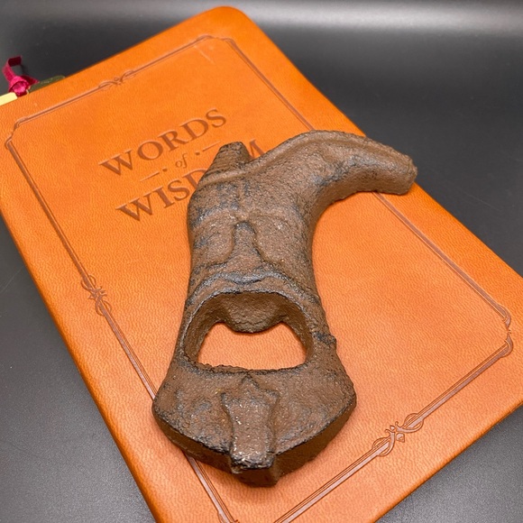 Rustic Western Longhorn Steer Cowboy Boot Cast Iron Bottle Cap Opener - Picture 2 of 8